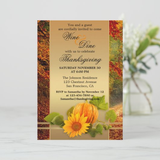 Festlicher Erntedank oder Herbstabend Party Einladung (Stehend Vorderseite)