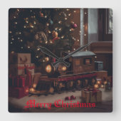 Festlicher Express Quadratische Wanduhr (Vorderseite)