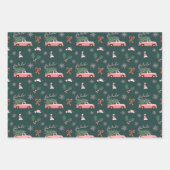 Festlicher Fala Weihnachtsbaum Vintag Pink Truck Geschenkpapier Set (Vorderseite)