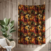 Festlicher Fall Blüten & Pumpkin Saisonakzent Fleecedecke