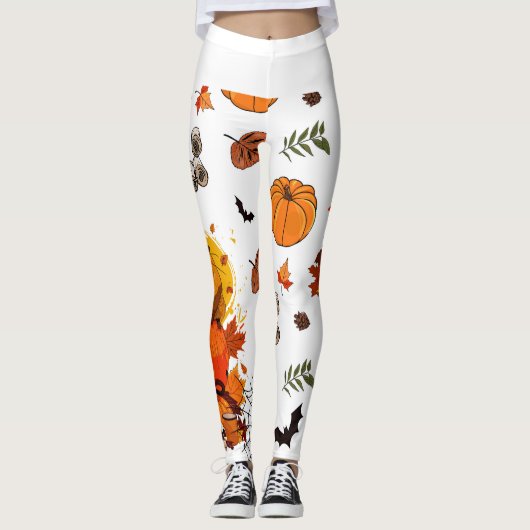 Festlicher Fall Capybar mit Pumpkins, Spinnen Leggings (Vorderseite)