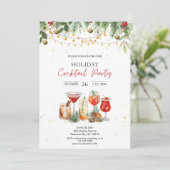 Festlicher Feiertag Cocktail Party Weihnachten Einladung (Stehend Vorderseite)