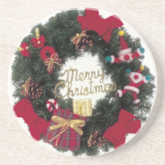 Festlicher Feiertags-frohe Sandstein Untersetzer (Vorne)