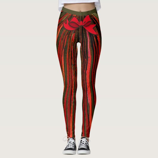 Festlicher Flachbandstreifen mit Bogen Leggings (Vorderseite)
