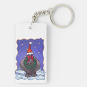 Festlicher Flusspferd-Feiertag Schlüsselanhänger (Rückseite)