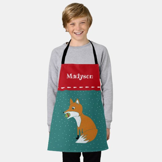 Festlicher Fox mit einem Weihnachtsgeschmack Perso Schürze (Getragen)
