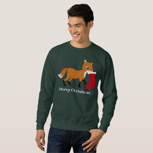 Festlicher Fox mit Weihnachts-Strumpf Custom Graph Sweatshirt (Vorne ganz)