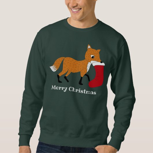 Festlicher Fox mit Weihnachts-Strumpf Custom Graph Sweatshirt (Vorderseite)