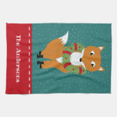 Festlicher Fox Personalisiert Weihnachten Geschirrtuch (Horizontal)