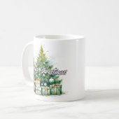 Festlicher Frohe Weihnachten Baum Fröhliche Feiert Kaffeetasse (Vorderseite Links)