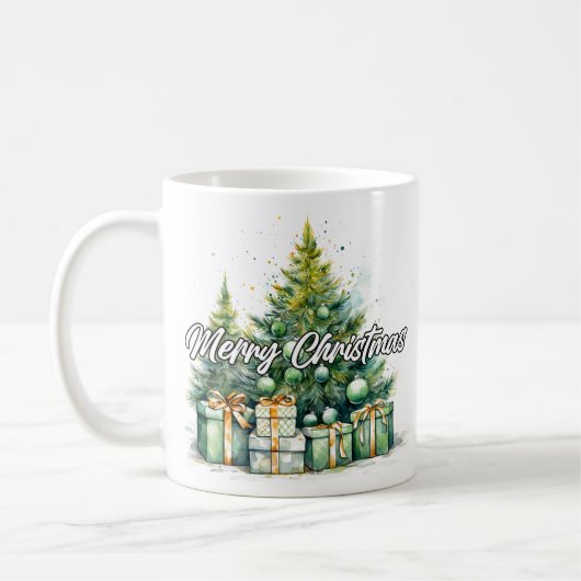 Festlicher Frohe Weihnachten Baum Fröhliche Feiert Kaffeetasse (Links)