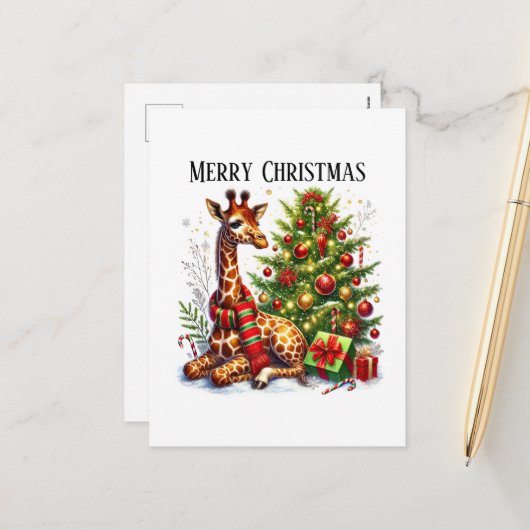 Festlicher Frohe Weihnachten Giraffe Dschungel (Vorderseite/Rückseite Beispiel)