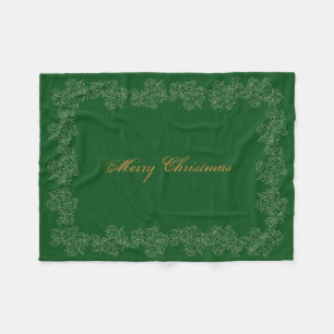 Festlicher Frohe Weihnachten Grün Gold Fleece-Deck Fleecedecke
