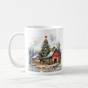 Festlicher Frohe Weihnachten Landhaus-Stil Kaffeetasse
