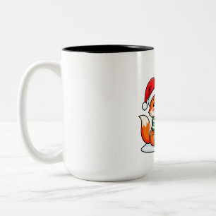 Festlicher Fuchs mit Weihnachtsbaum Zweifarbige Tasse