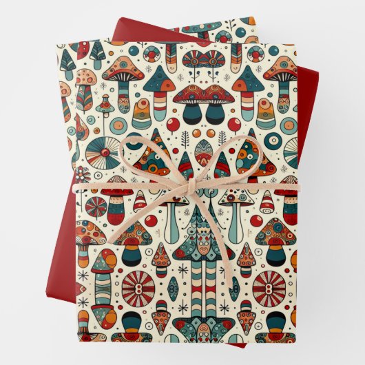 Festlicher Fungi Geschenkpapier Set (Beispiel)