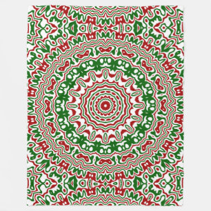 Festlicher Funky Trippy Groovy Weihnachts-Kaleidos Fleecedecke