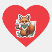 Festlicher Geburtstagsfox mit Cupcake Herz-Aufkleber (Vorderseite)