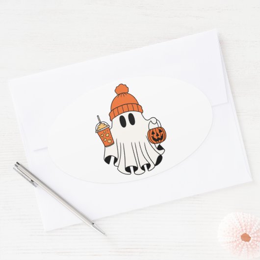 Festlicher Geist mit Pumpkin-Körbe und eingezähmte Ovaler Aufkleber (Umschlag)