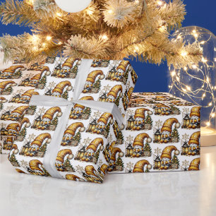 Festlicher, gekachelter Weihnachts-Kakao-Gnom Merr Geschenkpapier