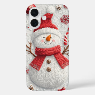 Festlicher gestrickter Schneemann Weihnachtsfeiert iPhone 16 Hülle