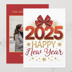 Festlicher Glitter Frohes Neues Jahr Flache Weihna Feiertagskarte