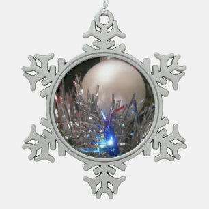 Festlicher Glitter Schneeflocken Zinn-Ornament