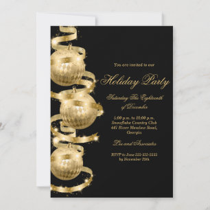 Festlicher goldener Christbaumkugel-Weihnachtsfeie Einladung