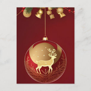 ✨ Festlicher goldener Hirsch Weihnachten Eleganter Postkarte