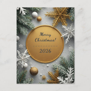 ✨ Festlicher goldener Kreis Kranz Schneeflocke Win Feiertagspostkarte