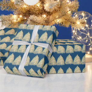 Festlicher goldener Weihnachtsbaum Wasserfarbe Url Geschenkpapier