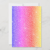 Festlicher Goldrahmen, farbenfrohe Glitzer-Rente Einladung (Rückseite)
