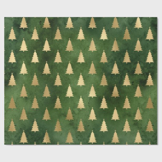 Festlicher Grün- und Goldfilm Winterweihnachtbaum Geschenkpapier (Flach)