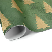 Festlicher Grün- und Goldfilm Winterweihnachtbaum Geschenkpapier (Rolleneckpunkt)