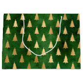 Festlicher Grün- und Goldfilm Winterweihnachtbaum Große Geschenktüte (Vorderseite)