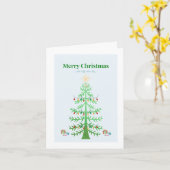 Festlicher grüner Baum mit Feiertagslichtern Karte (Gelbe Blume)