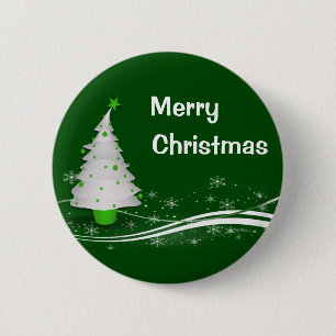 Festlicher grüner Hintergrund und weißer Weihnacht Button