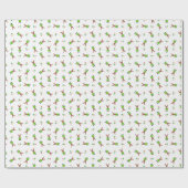 Festlicher Grüner und Gold Kasky Weihnachtsmann Geschenkpapier (Flach)