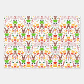 Festlicher Grüner und Gold Kasky Weihnachtsmann Geschenkpapier Set (Vorderseite 2)