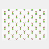 Festlicher Grüner und Gold Kasky Weihnachtsmann Geschenkpapier Set (Vorderseite 2)