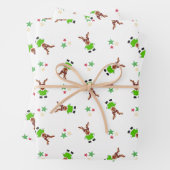 Festlicher Grüner und Gold Kasky Weihnachtsmann Geschenkpapier Set (Beispiel)