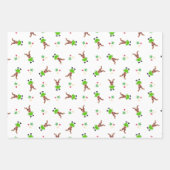 Festlicher Grüner und Gold Kasky Weihnachtsmann Geschenkpapier Set (Vorderseite)