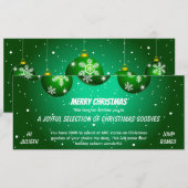 Festlicher grüner Weihnachts-Geschenkgutschein (Vorne/Hinten)