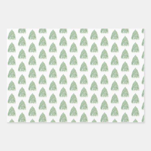 Festlicher grüner Weihnachtsbaum Wasserfarbenurlau Geschenkpapier Set (Vorderseite 3)