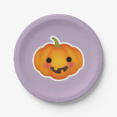 Festlicher Halloween Orange Pumpkin Lila Hintergru Pappteller (Vorderseite)