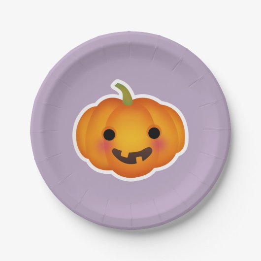 Festlicher Halloween Orange Pumpkin Lila Hintergru Pappteller (Vorderseite)