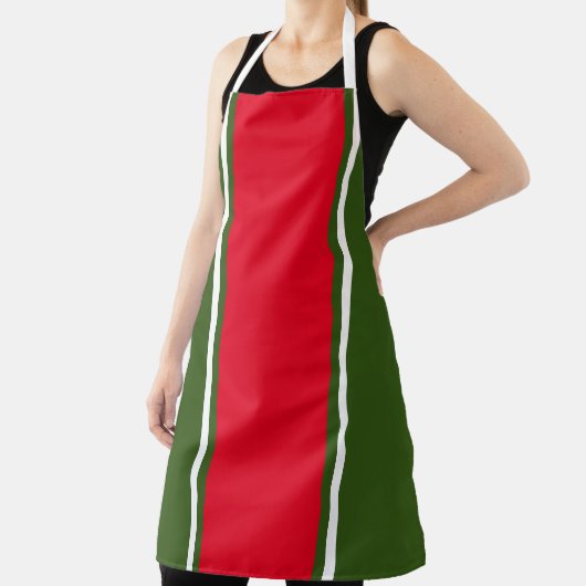 Festlicher, heller Roter Streifen, grüner Hintergr Schürze (InSitu)