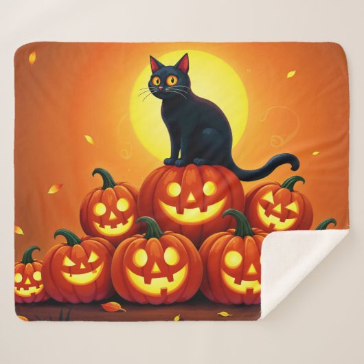 Festlicher Herbst Halloween-Kunstfreund Sherpadecke (Vorderseite (Horizontal))