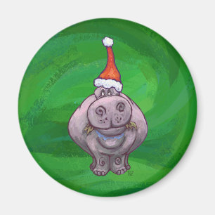 Festlicher Hippo auf Grün Magnet