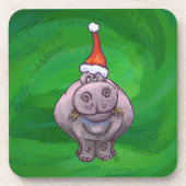 Festlicher Hippo auf Grün Untersetzer (Vorderseite)